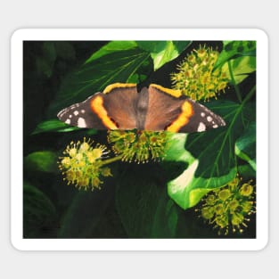 November butterfly on ivy Sticker